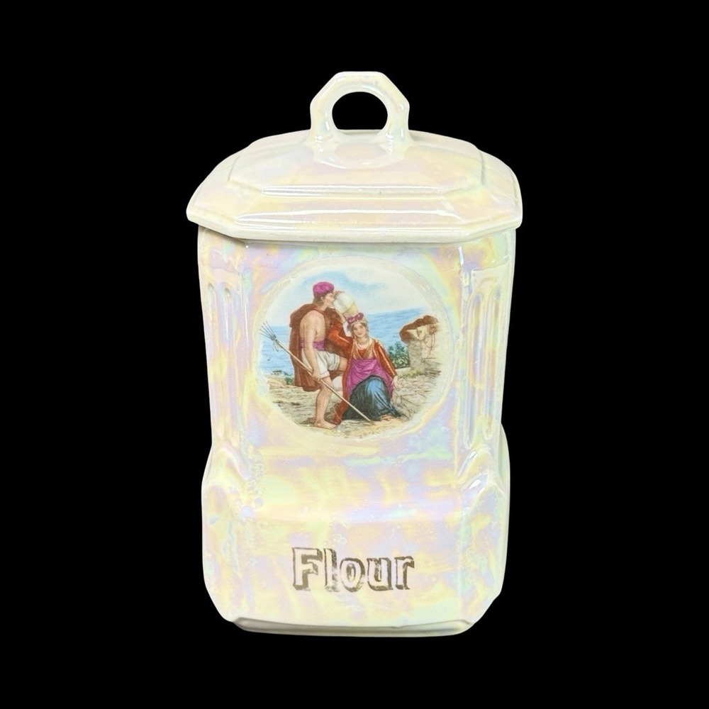 MEPOCO Wares Flour Canister Iridescent Lustreware Made In Germany Vintage
